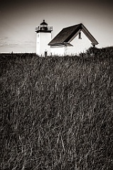 Long Point Light Surrounded By Beach Grass -Sepia Tone